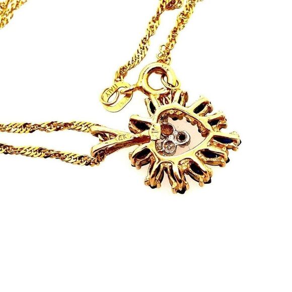 14k Blue Sapphire/Diamond Heart Necklace - Picture 13 of 15